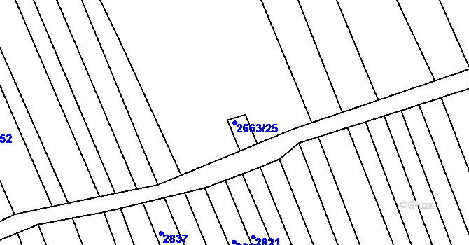 Parcela st. 2663/25 v KÚ Vlčnov, Katastrální mapa
