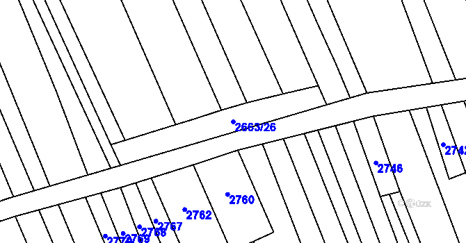 Parcela st. 2663/26 v KÚ Vlčnov, Katastrální mapa