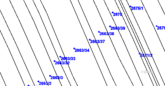 Parcela st. 2663/36 v KÚ Vlčnov, Katastrální mapa