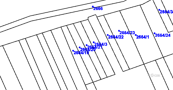 Parcela st. 2664/21 v KÚ Vlčnov, Katastrální mapa