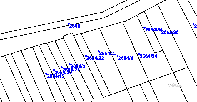 Parcela st. 2664/23 v KÚ Vlčnov, Katastrální mapa