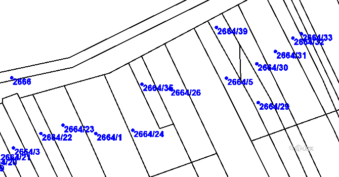 Parcela st. 2664/26 v KÚ Vlčnov, Katastrální mapa