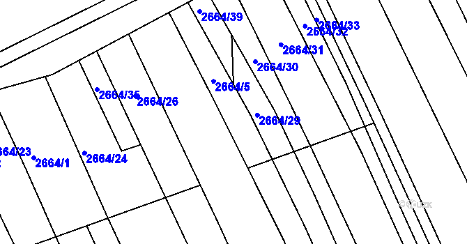 Parcela st. 2664/28 v KÚ Vlčnov, Katastrální mapa
