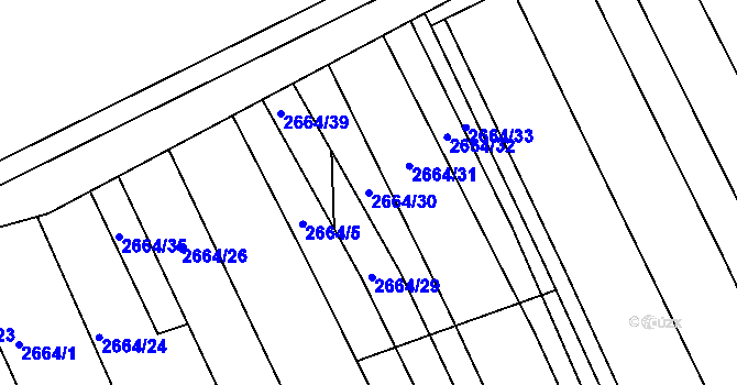 Parcela st. 2664/30 v KÚ Vlčnov, Katastrální mapa