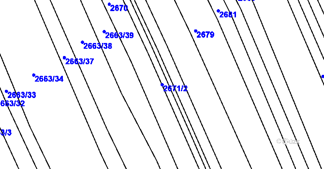 Parcela st. 2671/2 v KÚ Vlčnov, Katastrální mapa