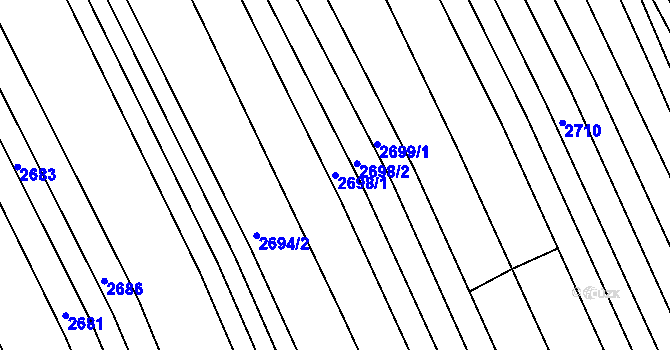 Parcela st. 2698/1 v KÚ Vlčnov, Katastrální mapa