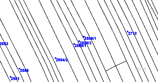 Parcela st. 2698/2 v KÚ Vlčnov, Katastrální mapa