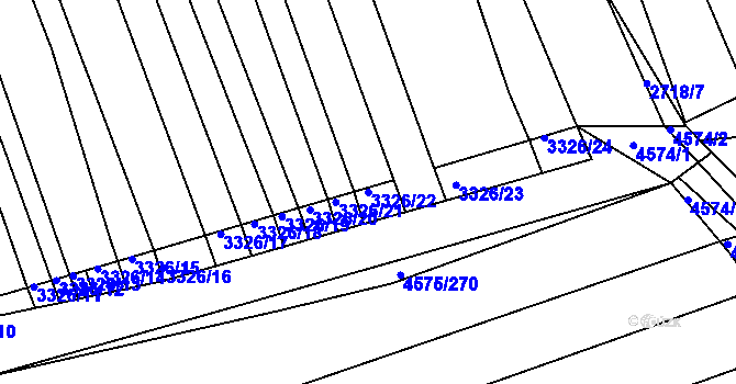 Parcela st. 3326/22 v KÚ Vlčnov, Katastrální mapa