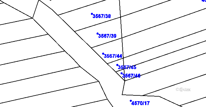 Parcela st. 3567/44 v KÚ Vlčnov, Katastrální mapa