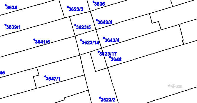 Parcela st. 3623/17 v KÚ Vlčnov, Katastrální mapa