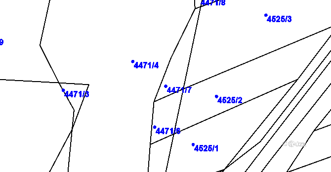 Parcela st. 4471/7 v KÚ Vlčnov, Katastrální mapa