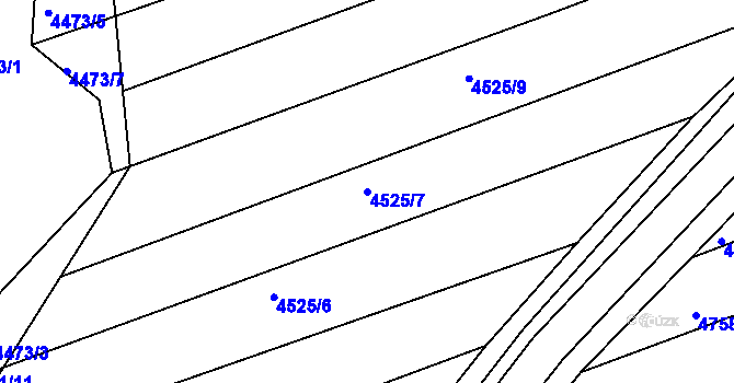 Parcela st. 4525/7 v KÚ Vlčnov, Katastrální mapa