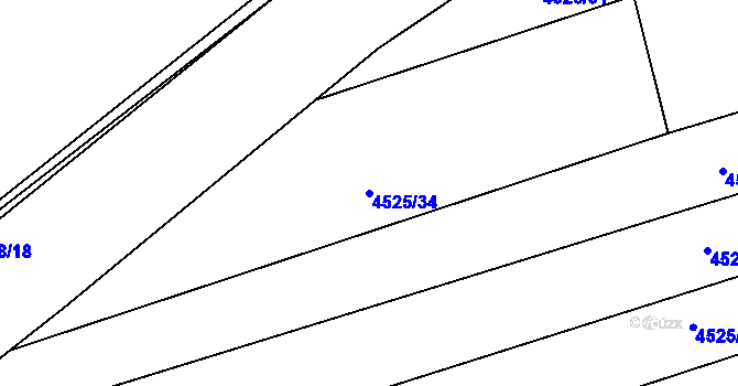 Parcela st. 4525/34 v KÚ Vlčnov, Katastrální mapa