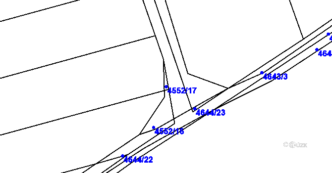 Parcela st. 4552/17 v KÚ Vlčnov, Katastrální mapa