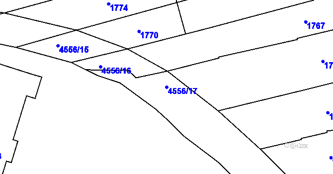 Parcela st. 4556/17 v KÚ Vlčnov, Katastrální mapa