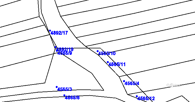 Parcela st. 4565/10 v KÚ Vlčnov, Katastrální mapa