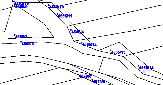Parcela st. 4565/12 v KÚ Vlčnov, Katastrální mapa