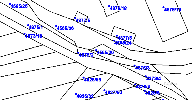 Parcela st. 4565/20 v KÚ Vlčnov, Katastrální mapa