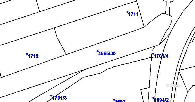 Parcela st. 4565/30 v KÚ Vlčnov, Katastrální mapa