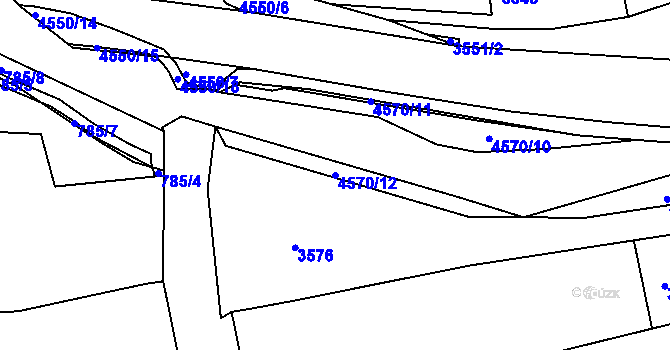 Parcela st. 4570/12 v KÚ Vlčnov, Katastrální mapa