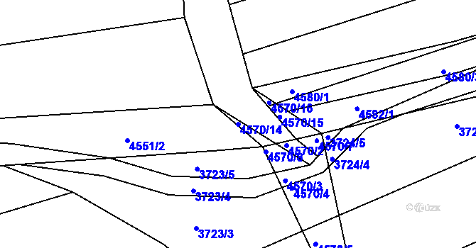 Parcela st. 4570/14 v KÚ Vlčnov, Katastrální mapa