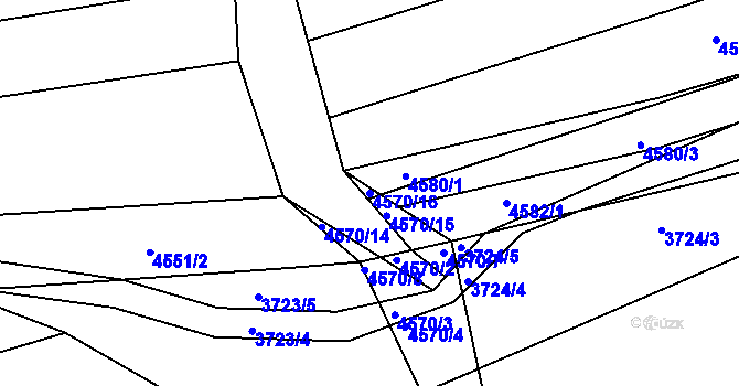 Parcela st. 4570/16 v KÚ Vlčnov, Katastrální mapa