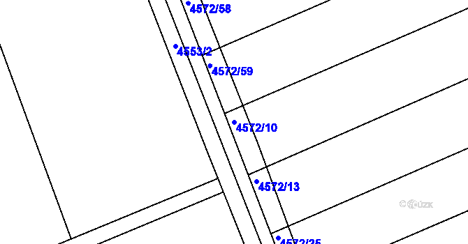 Parcela st. 4572/10 v KÚ Vlčnov, Katastrální mapa
