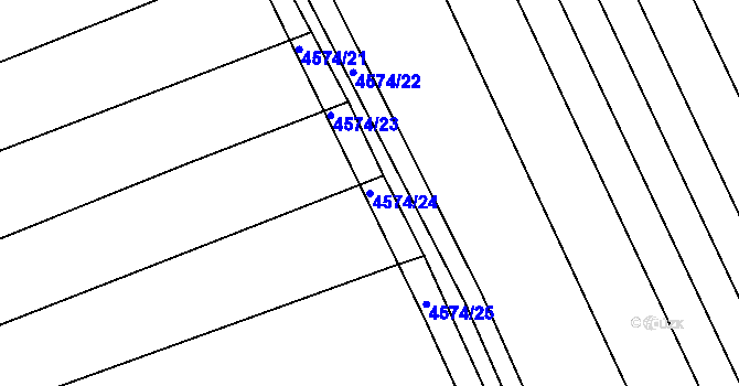Parcela st. 4574/24 v KÚ Vlčnov, Katastrální mapa