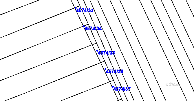 Parcela st. 4574/35 v KÚ Vlčnov, Katastrální mapa