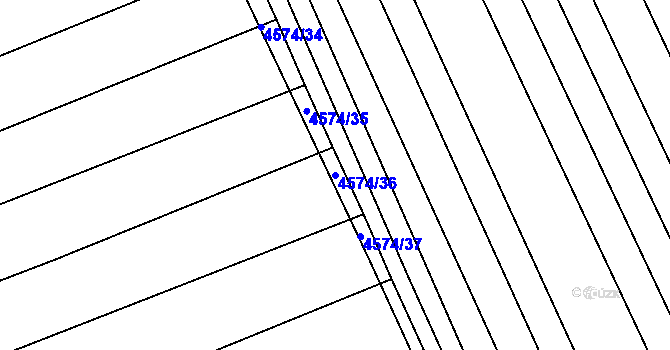 Parcela st. 4574/36 v KÚ Vlčnov, Katastrální mapa