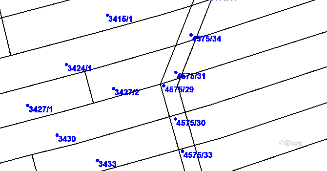 Parcela st. 4575/29 v KÚ Vlčnov, Katastrální mapa