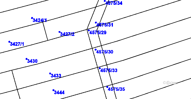 Parcela st. 4575/30 v KÚ Vlčnov, Katastrální mapa