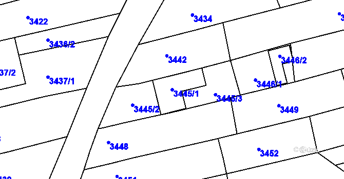 Parcela st. 3445/1 v KÚ Vlčnov, Katastrální mapa