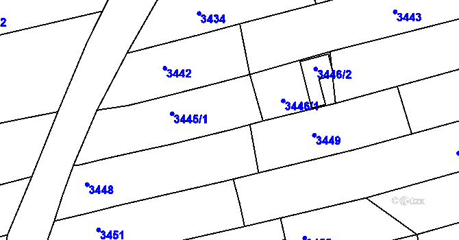 Parcela st. 3445/3 v KÚ Vlčnov, Katastrální mapa