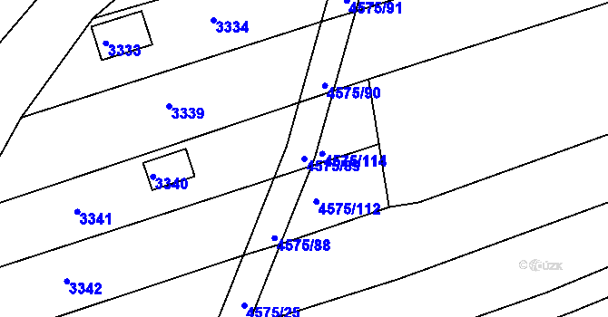Parcela st. 4575/89 v KÚ Vlčnov, Katastrální mapa