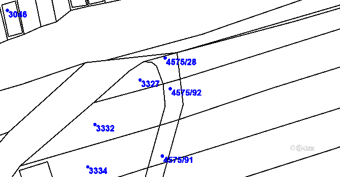 Parcela st. 4575/92 v KÚ Vlčnov, Katastrální mapa