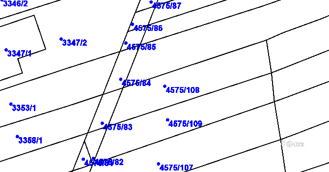 Parcela st. 4575/108 v KÚ Vlčnov, Katastrální mapa