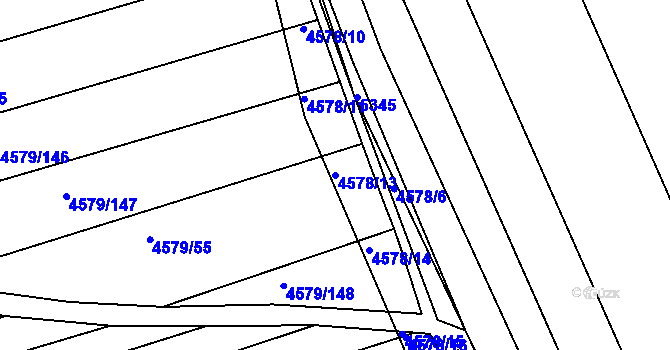 Parcela st. 4578/13 v KÚ Vlčnov, Katastrální mapa