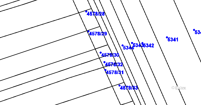 Parcela st. 4578/30 v KÚ Vlčnov, Katastrální mapa