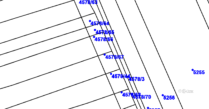 Parcela st. 4578/67 v KÚ Vlčnov, Katastrální mapa