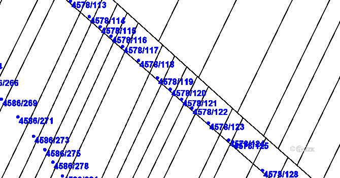 Parcela st. 4578/120 v KÚ Vlčnov, Katastrální mapa