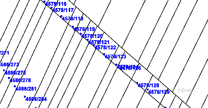 Parcela st. 4578/123 v KÚ Vlčnov, Katastrální mapa