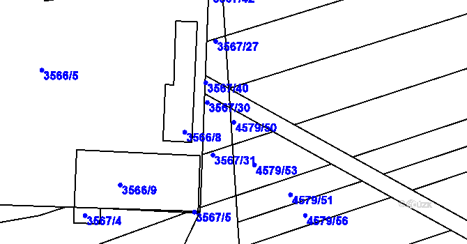 Parcela st. 4579/50 v KÚ Vlčnov, Katastrální mapa