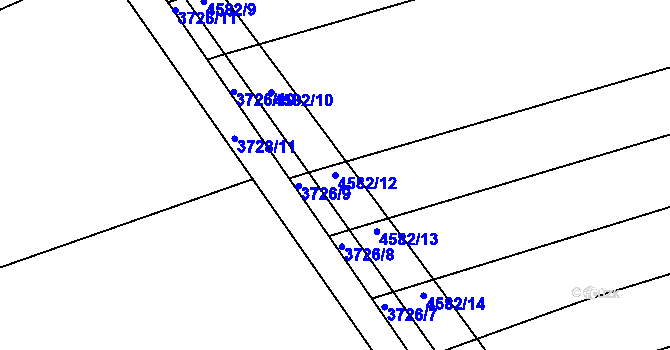 Parcela st. 4582/12 v KÚ Vlčnov, Katastrální mapa