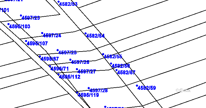Parcela st. 4582/55 v KÚ Vlčnov, Katastrální mapa