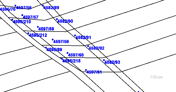 Parcela st. 4582/92 v KÚ Vlčnov, Katastrální mapa