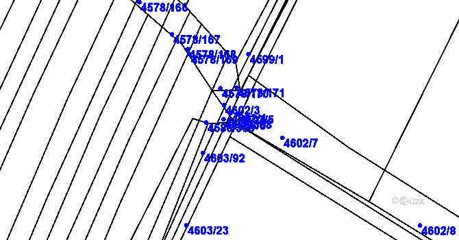 Parcela st. 4586/6 v KÚ Vlčnov, Katastrální mapa