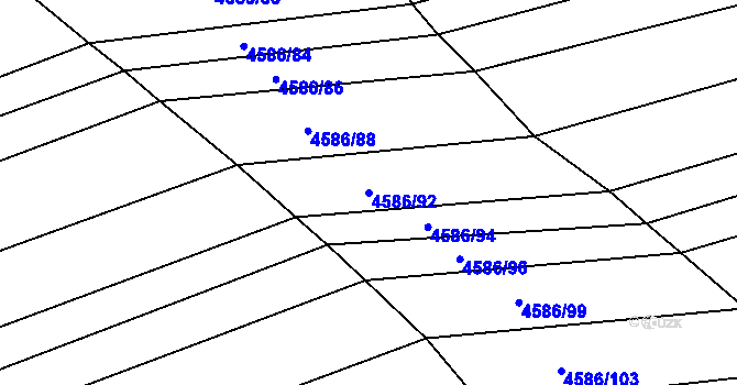 Parcela st. 4586/92 v KÚ Vlčnov, Katastrální mapa