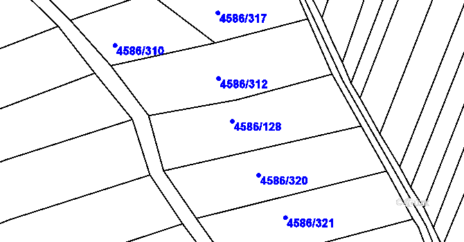 Parcela st. 4586/128 v KÚ Vlčnov, Katastrální mapa
