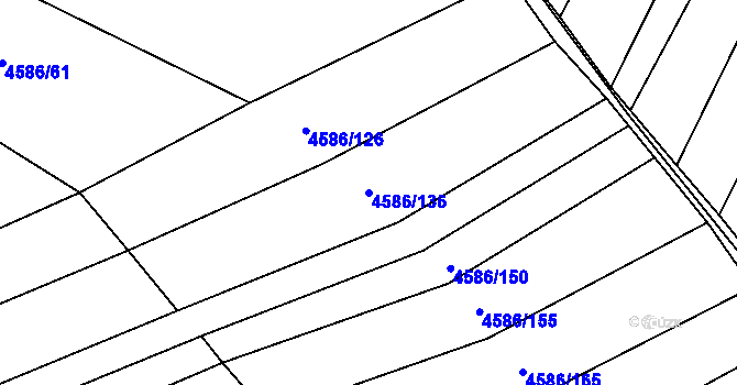Parcela st. 4586/136 v KÚ Vlčnov, Katastrální mapa